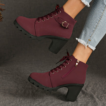 Women's booties - Women's platform wedge boots - non-slip rubber sole - imitation with a zipper closure in the middle heel - all season - winter - party and everyday shoes - inexpensive Women's shoes