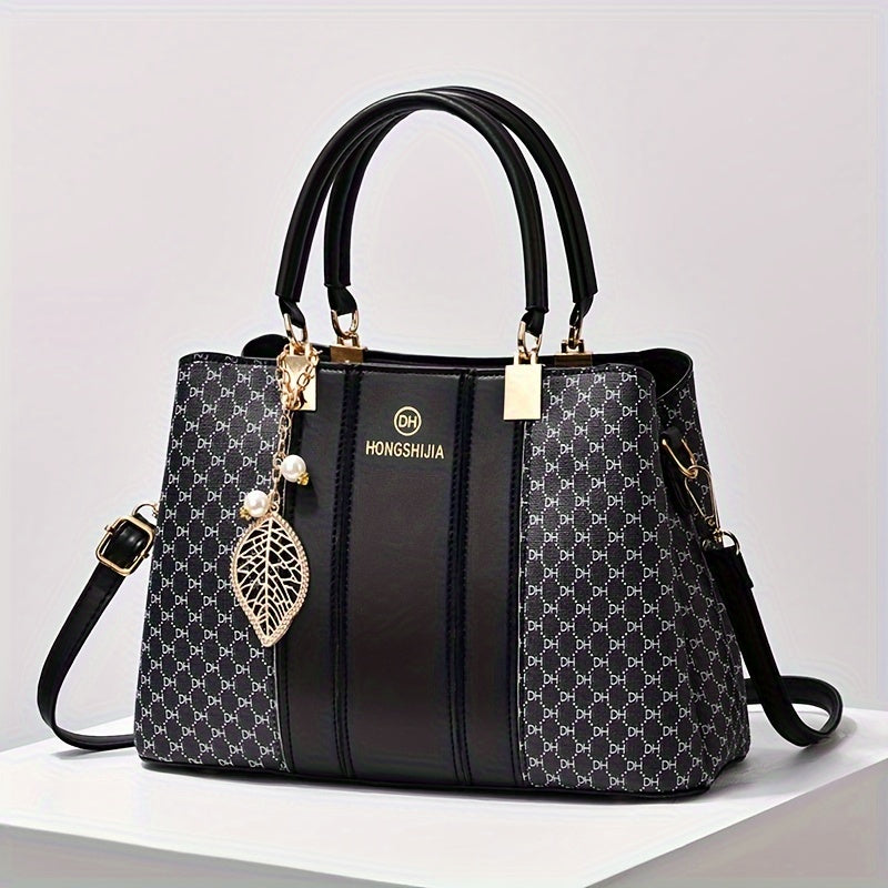 Gift for Mom Large Capacity Handbag, Family Bag, Vintage Fashion Crossbody Shoulder Bag with Print, Versatile and Portable Gratitude Gift