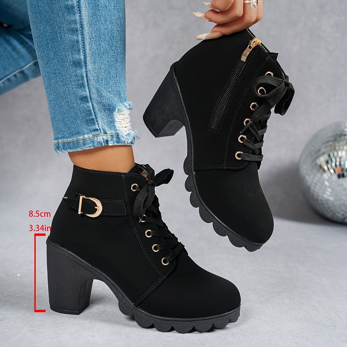 Women's Olive Green High-Heel Platform Ankle Boots - Thick Rubber Sole, Round Toe & Zipper Closure, All-Season Versatile Casual to Semi-Formal, Easy On/Off Faux Cover Booties, Ankle Boots For Women, Womens Ankle Boots, Fall Boots For Women, Boots For Women Elegant Classy, Women Ankle Boots, Bottes Femme, Boots For Women Ankle, Boots Women, Ankle Boots For Women Elegant Classy