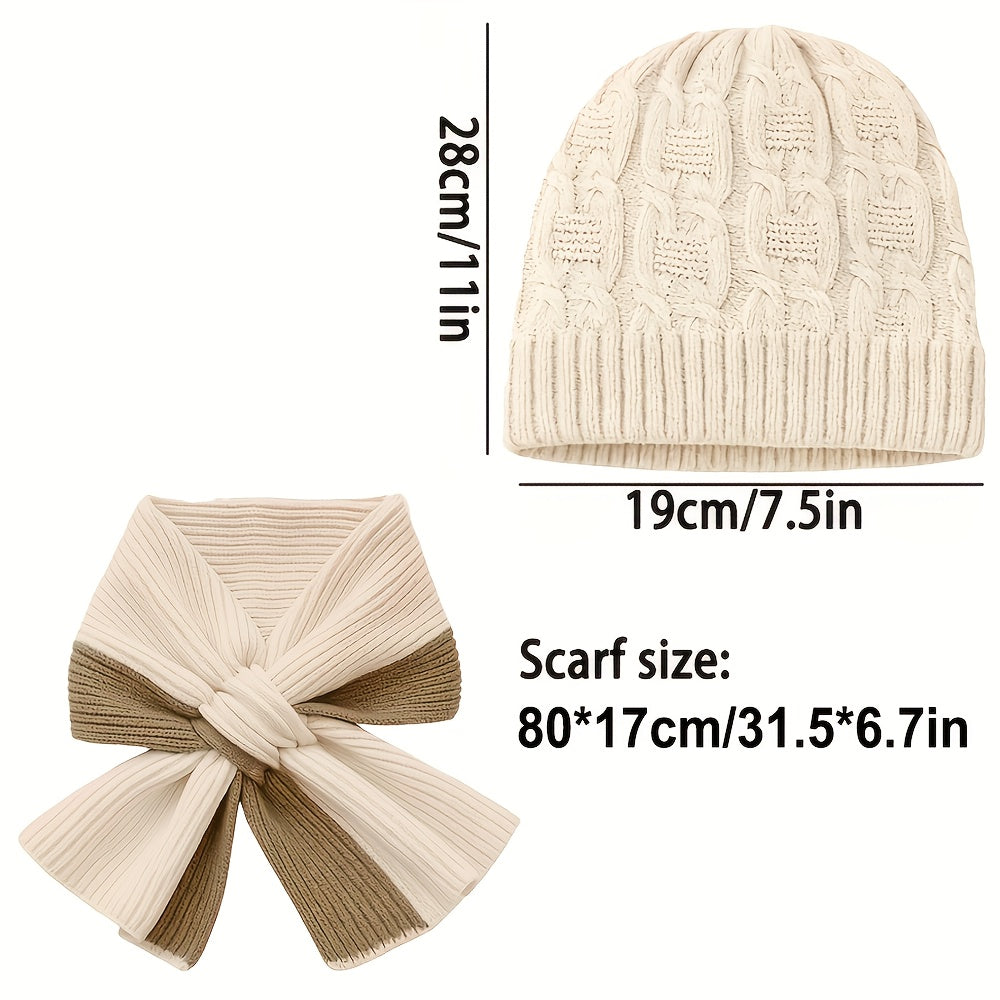 1 Conjunto Elegante de Chapéu e Cachecol de Cor Sólida, Gorro Quente e Moderno de Outono Inverno com Múltiplas Cores Disponíveis, Acessórios de Inverno, Moda de Inverno, Amantes da Moda, Gorro Elegante, Textura Suave, Design Clássico, Cachecol a Combinar, Acessório de Cabeça Aconchegante