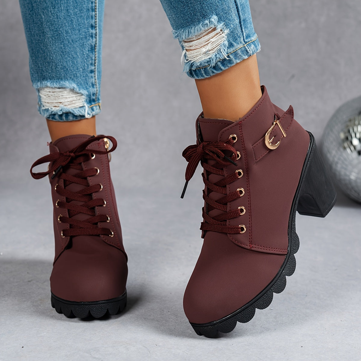 Women's Olive Green High-Heel Platform Ankle Boots - Thick Rubber Sole, Round Toe & Zipper Closure, All-Season Versatile Casual to Semi-Formal, Easy On/Off Faux Cover Booties, Ankle Boots For Women, Womens Ankle Boots, Fall Boots For Women, Boots For Women Elegant Classy, Women Ankle Boots, Bottes Femme, Boots For Women Ankle, Boots Women, Ankle Boots For Women Elegant Classy