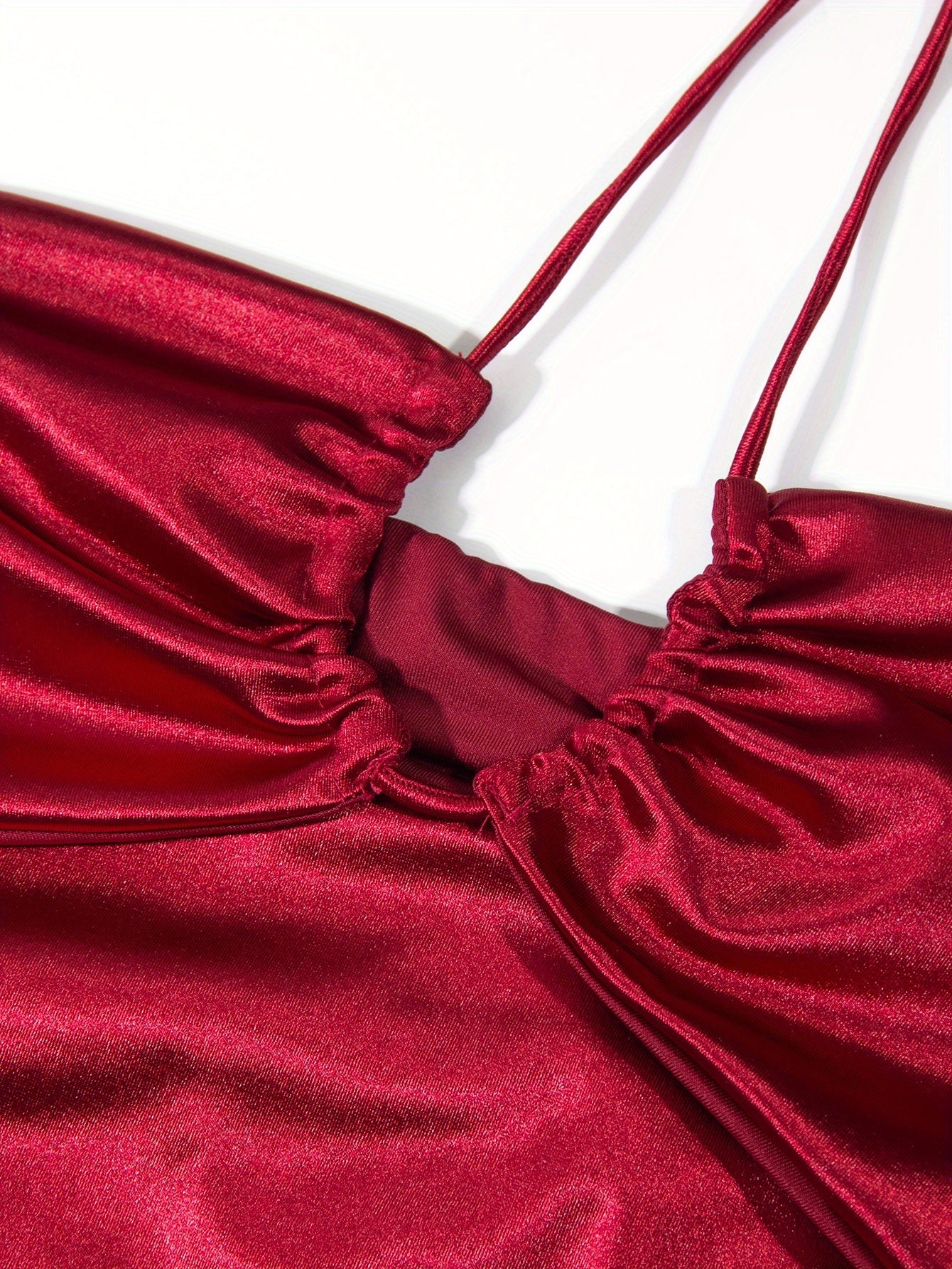 Sexy Criss Cross Neck Bodycon Dress | High Slit, Solid Color, Hollow Detail, Suitable for Spring/Summer/Fall