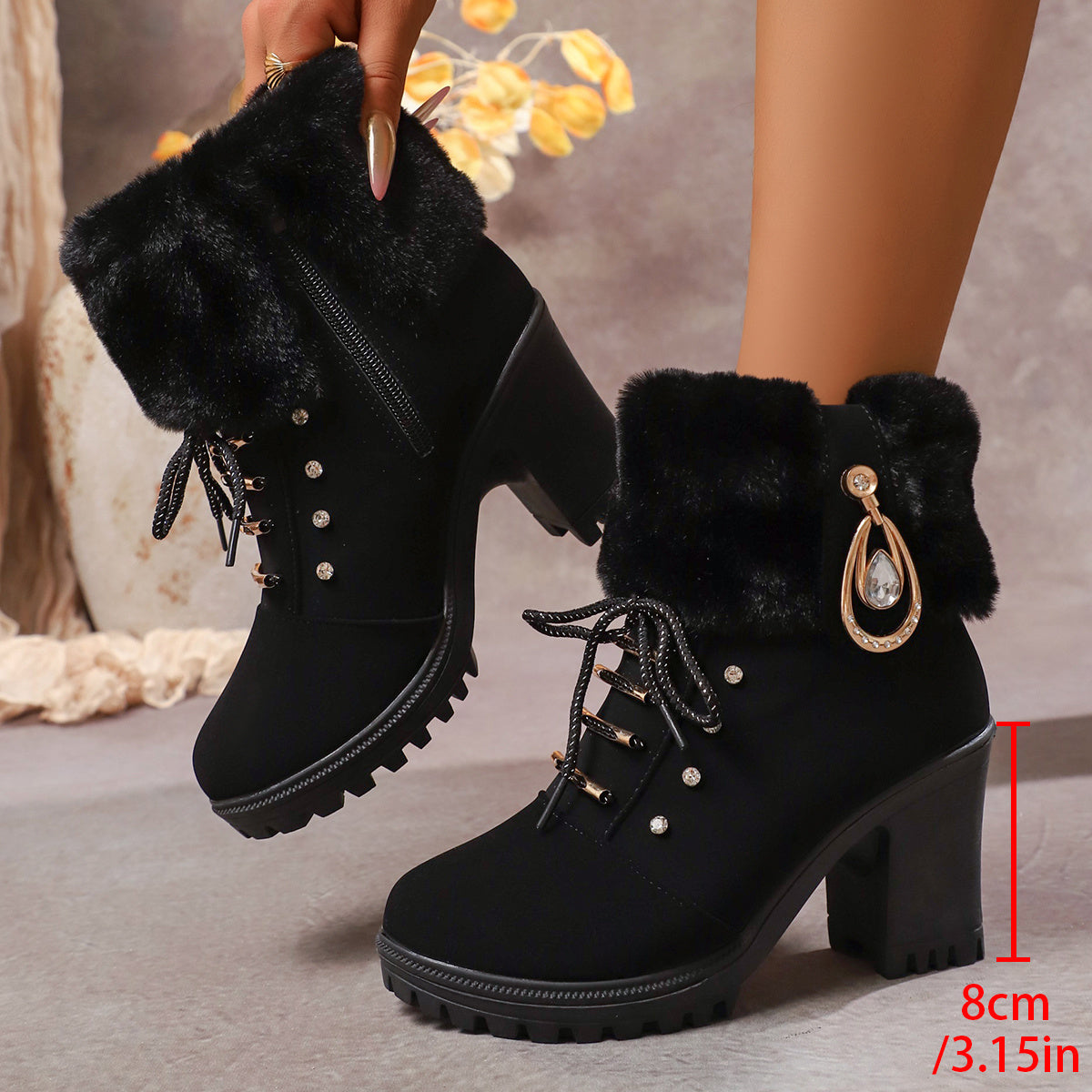 8 Sizes Available Women's Fashion Boots, Ankle Boots, Short Boots, Winter Warm Plush Shoes for Women