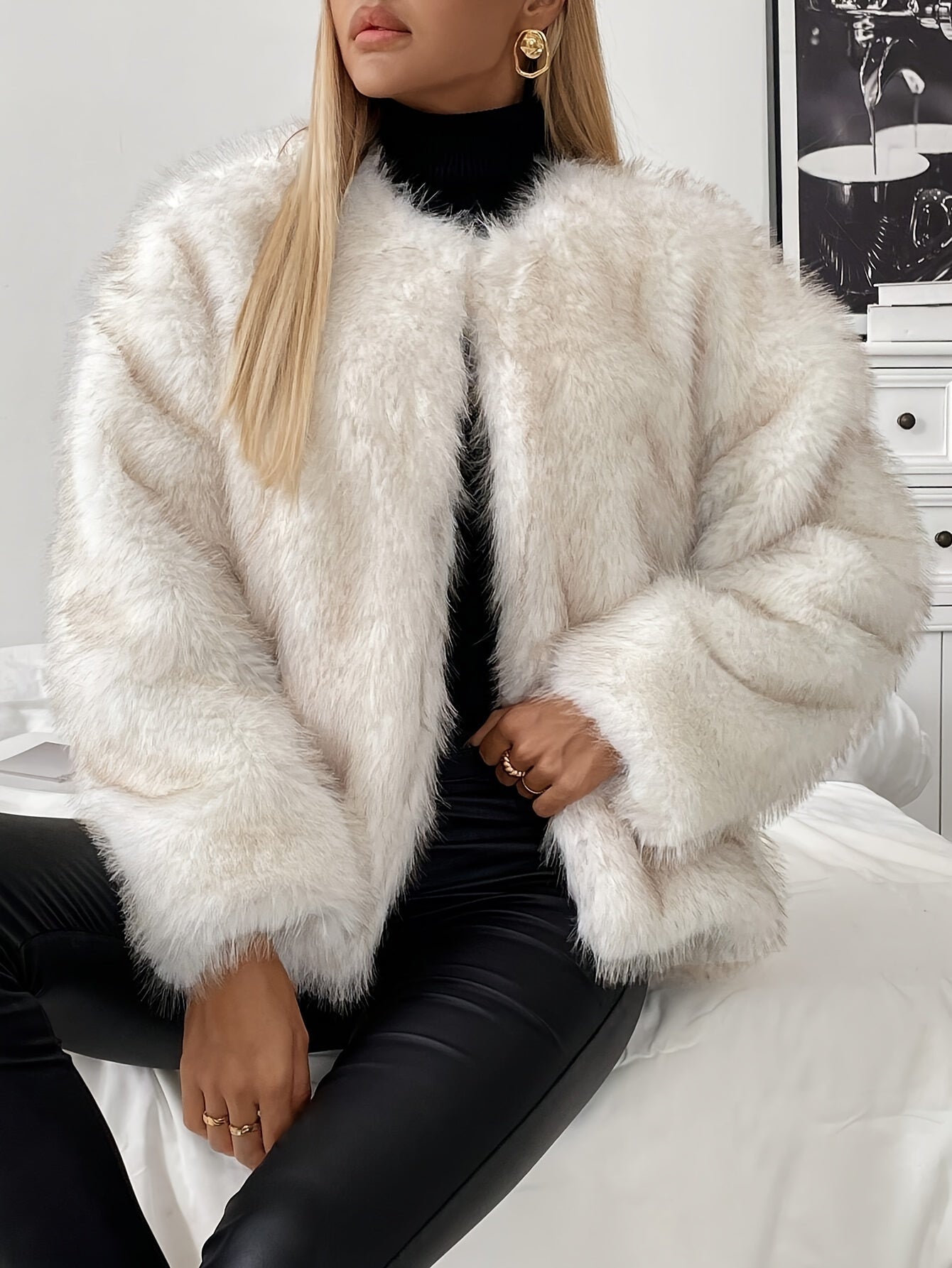 Casaco de Inverno para Mulheres - Jaqueta de Ultra-Quentura para Clima Frio, Elegante Roupa Exterior para Dias a Dia e Eventos Formais, Textura de Pele Sintética Fácil de Cuidar, Elegante Roupa de Outono/Inverno para Mulheres, Casacos de Inverno para Senhoras, Moda de Estação, Design Elegante, Textura Aconchegante, Jaqueta Elegante, Mulheres Conscientes da Moda, Moda de Outono, Material Aconchegante, Compradores Conscientes da Moda