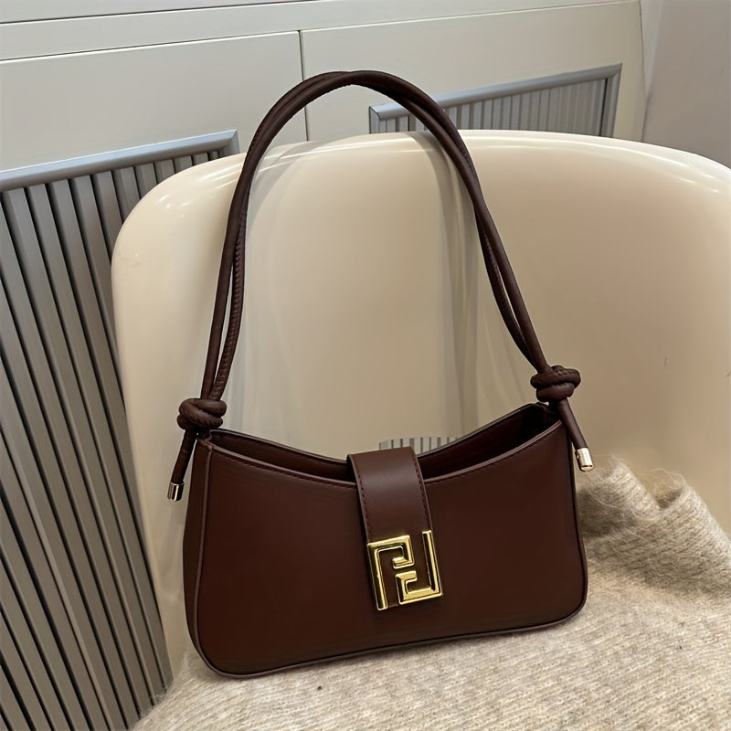 Ladies' Sling Bag with Adjustable Strap and Buckle Closure | Casual Solid Color Crossbody Handbag in Coffee Brown/Black, Easy-to-Care Durable Design for Dating, Shopping, Everyday Use