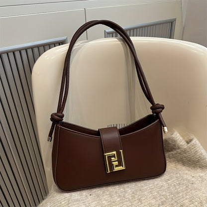 Ladies' Sling Bag with Adjustable Strap and Buckle Closure | Casual Solid Color Crossbody Handbag in Coffee Brown/Black, Easy-to-Care Durable Design for Dating, Shopping, Everyday Use