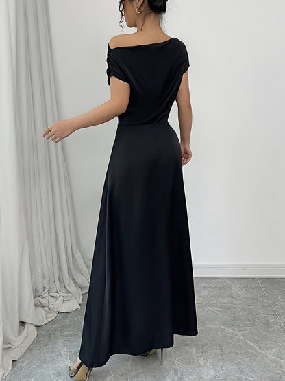 YY0309283 Premium One-Shoulder Dress for Women – Eye-Catching Irregular Hemline in Black