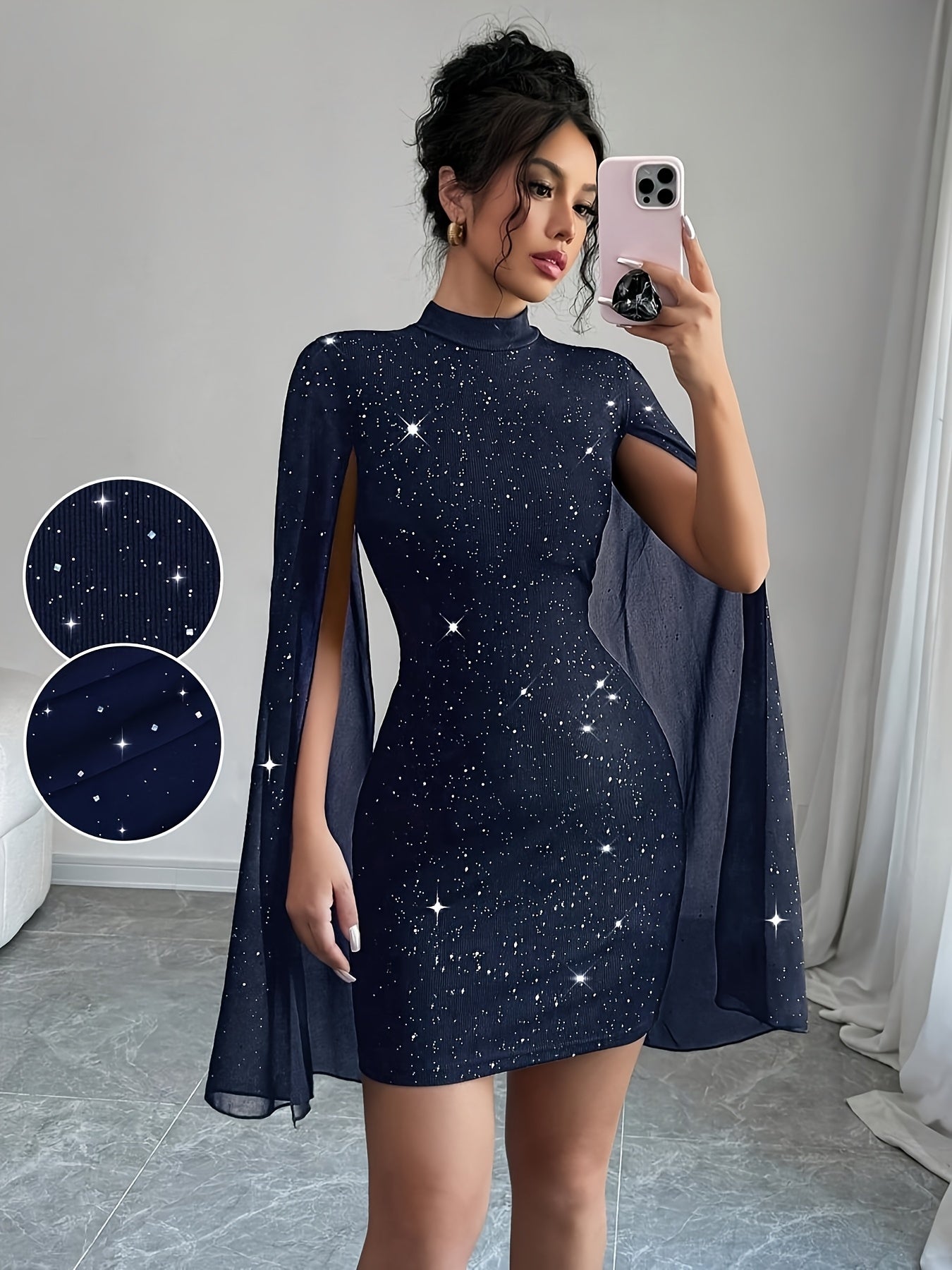 Vestido Feminino para Festa e Uso Diário - Vestido Mini Bodycon Sexy com Decote Alto, Tecido Elástico Não Transparente, Lavável na Máquina, Traje de Noite Elegante, Material Durável, Para Amantes da Moda