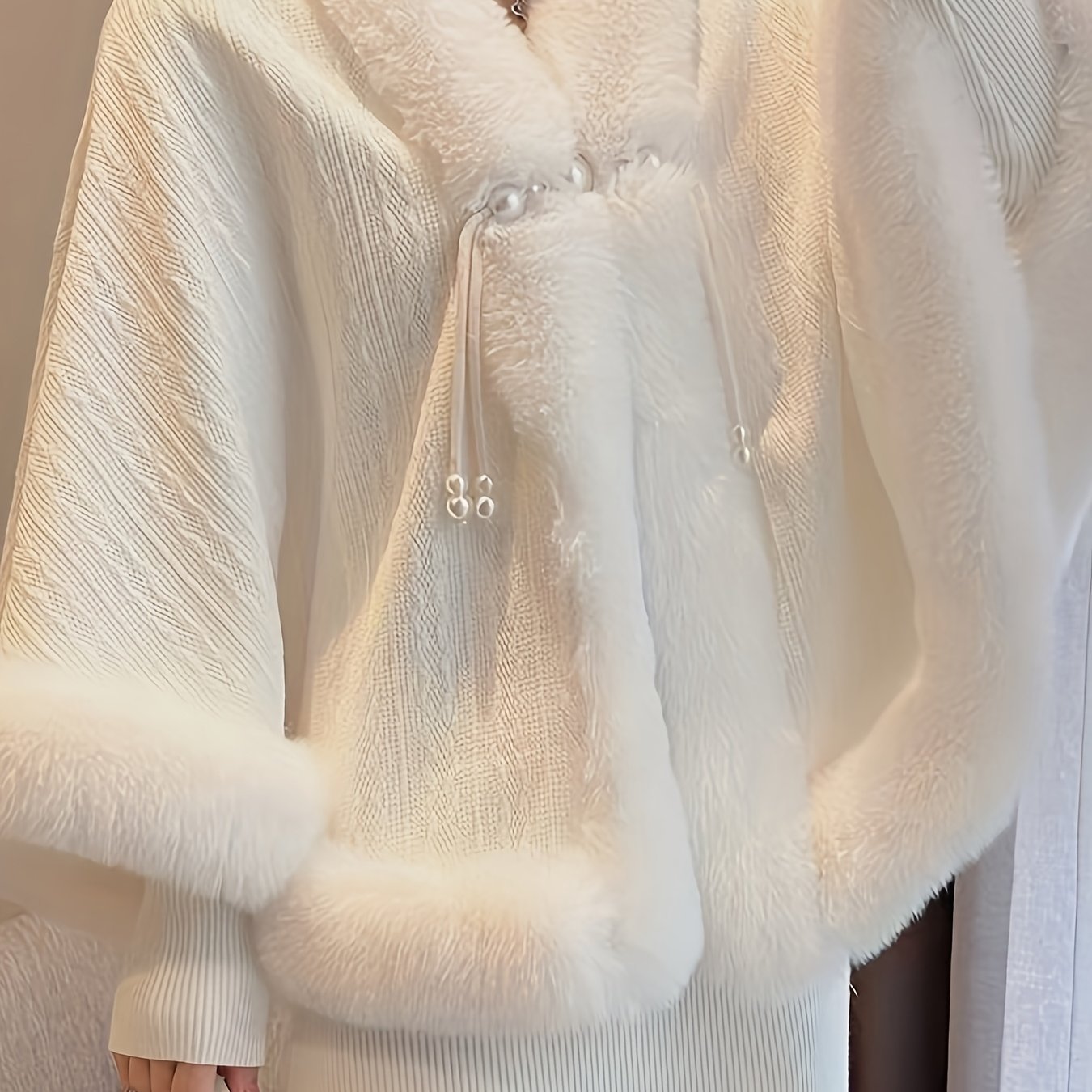 Elegant Velvet Women's Cape - Warm Winter Faux Fur Hooded Coat