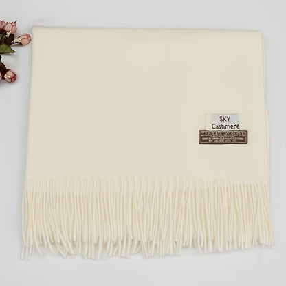 Lenço de Lã Macio e Confortável - Xale Escocês Bohemian Estiloso, Cor Sólida, Quente e à Prova de Vento, Lavável à Mão, Perfeito para Encontros Noturnos, Não Elástico - Presente Elegante!