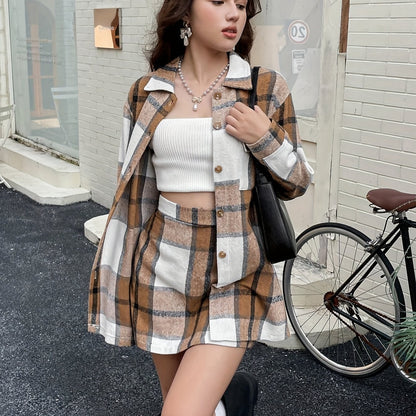 Chic Plaid Two-Piece Set - Perfect for Fall/Winter