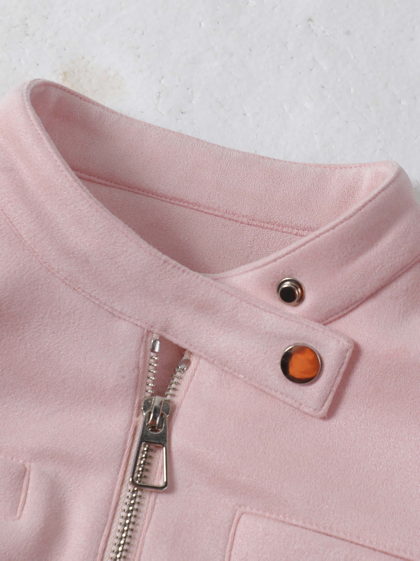 Brown Biker Style Women's Set: Short Zip-Up Jacket + High-Waisted A-Line Skirt with Zipper, Slimming Retro Two-Piece Outfit for Autumn/Winter