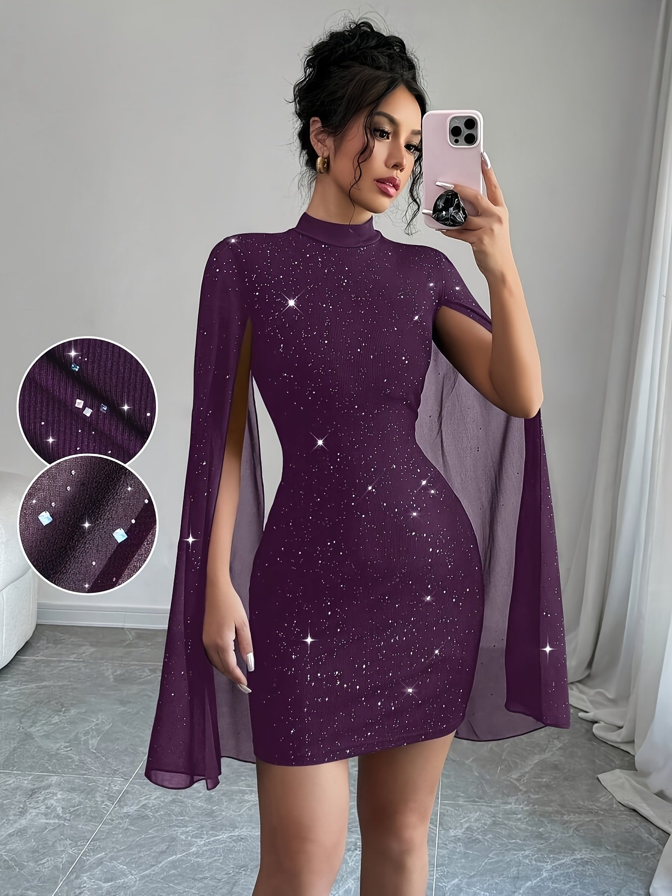 Vestido Feminino para Festa e Uso Diário - Vestido Mini Bodycon Sexy com Decote Alto, Tecido Elástico Não Transparente, Lavável na Máquina, Traje de Noite Elegante, Material Durável, Para Amantes da Moda