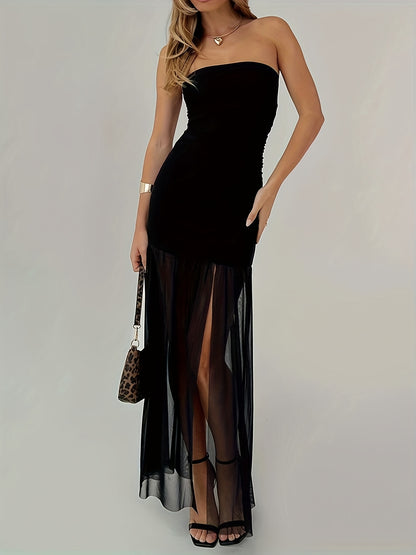 Vestido Maxi Sexy de Ombro Único/Alça para Mulheres - Festa, Clube e Férias - Vestuário Formal e Casual Lavável à Máquina, Elegante Detalhado, Moda Feminina