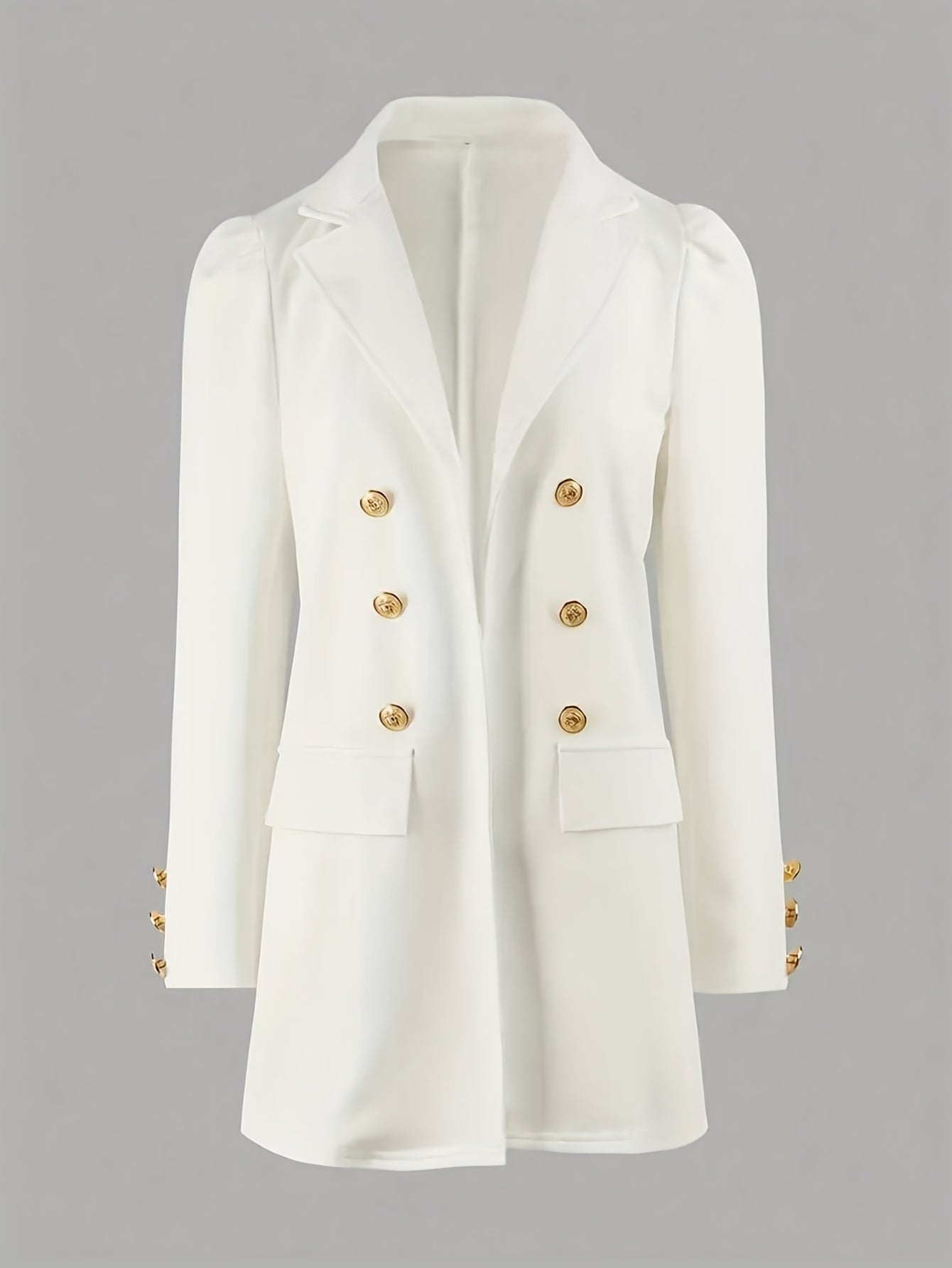 Ladies' Elegant Commuter Notch Lapel Double-Breasted Suit Skirt Set