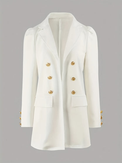 Ladies' Elegant Commuter Notch Lapel Double-Breasted Suit Skirt Set