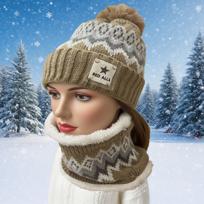 2pcs Conjunto de Chapéu e Cachecol de Inverno para Mulheres - Decoração de Estrelas Chapéu Listrado em Rosa e Branco Fleece Macio Bege/Rosa/Branco/Cinza/Preto, Ajuste Elástico, Forro de Fleece Confortável, Adequado para Esqui, Ciclismo, Clima Frio Diário - Chapéu Multifuncional, Conjunto de Cachecol de Inverno, Chapéu de Inverno para Mulheres, Conjunto de Chapéu e Cachecol, Chapéus de Outono/Inverno para Mulheres