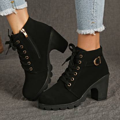 Women's booties - Women's platform wedge boots - non-slip rubber sole - imitation with a zipper closure in the middle heel - all season - winter - party and everyday shoes - inexpensive Women's shoes