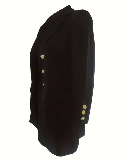 Ladies' Elegant Commuter Notch Lapel Double-Breasted Suit Skirt Set