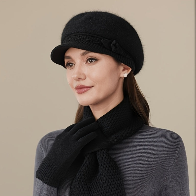 1 Gorro de Inverno de Pelúcia para Mulher - Gorro Macio com Fecho Ajustável, Proteção Leve e Quente para os Ouvidos para Clima Frio, Gorro de Inverno Elegante para Esqui, Corrida, Uso Diário - Disponível em Borgonha, Azul Marinho, Rosa, Roxo - Presente de Natal Perfeito para Mulheres