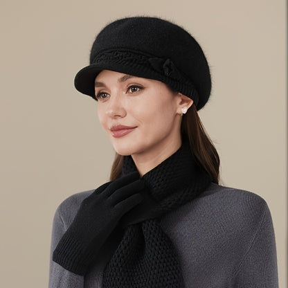 1 Gorro de Inverno de Pelúcia para Mulher - Gorro Macio com Fecho Ajustável, Proteção Leve e Quente para os Ouvidos para Clima Frio, Gorro de Inverno Elegante para Esqui, Corrida, Uso Diário - Disponível em Borgonha, Azul Marinho, Rosa, Roxo - Presente de Natal Perfeito para Mulheres