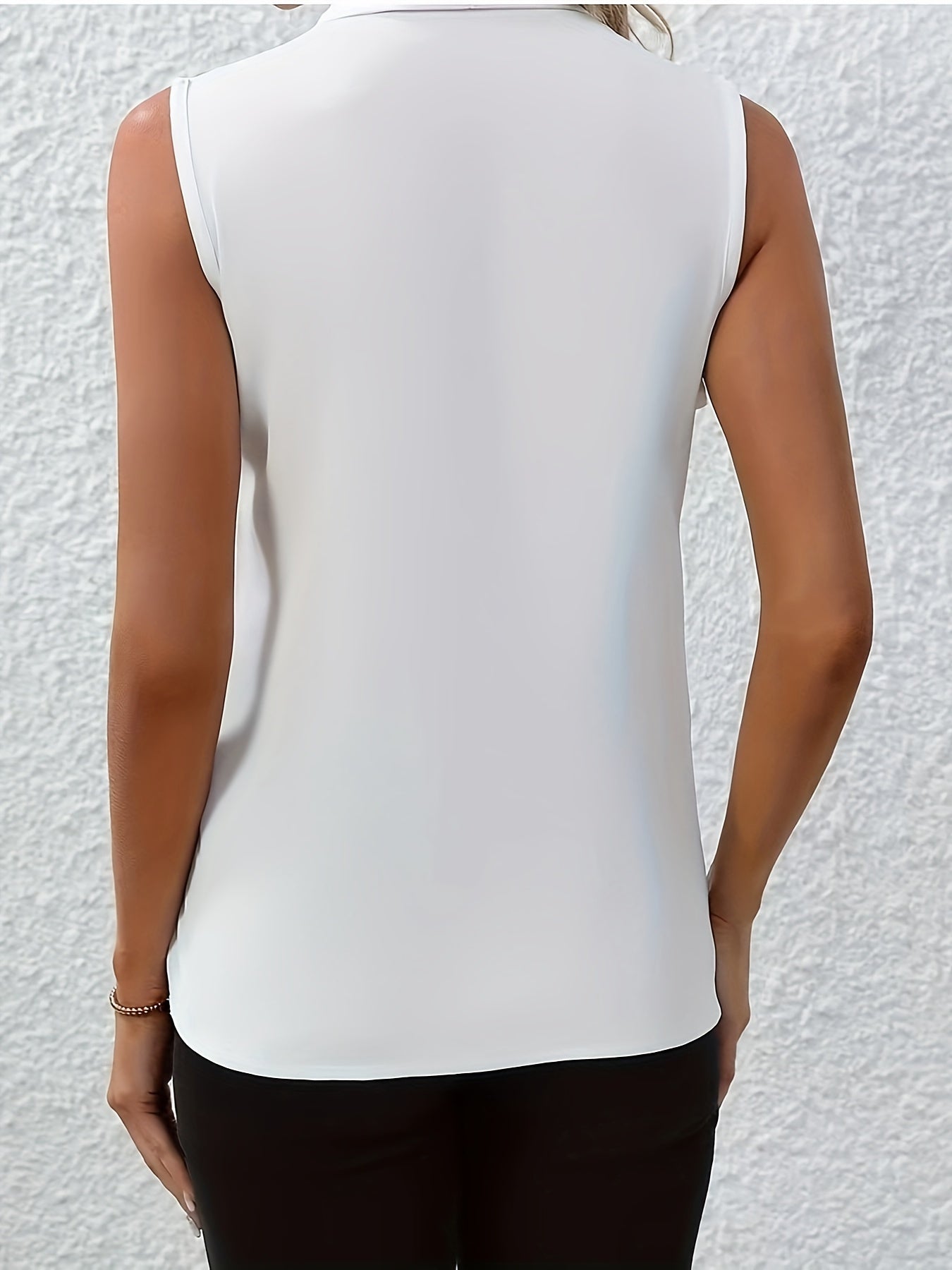 Women'S V-Neck Solid Color Polyester Shirt, 100% Polyester Woven Fabric, Spring/Summer Casual Blouse for Adult