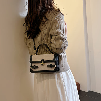 Fashionable Small Square Messenger Bag |, Zipper Closure, Adjustable Strap, Mixed Color, Retro Style, Unisex