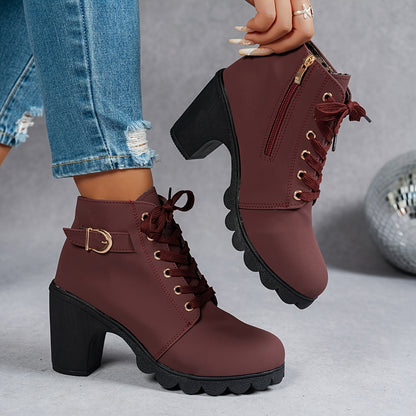 Women's Olive Green High-Heel Platform Ankle Boots - Thick Rubber Sole, Round Toe & Zipper Closure, All-Season Versatile Casual to Semi-Formal, Easy On/Off Faux Cover Booties, Ankle Boots For Women, Womens Ankle Boots, Fall Boots For Women, Boots For Women Elegant Classy, Women Ankle Boots, Bottes Femme, Boots For Women Ankle, Boots Women, Ankle Boots For Women Elegant Classy