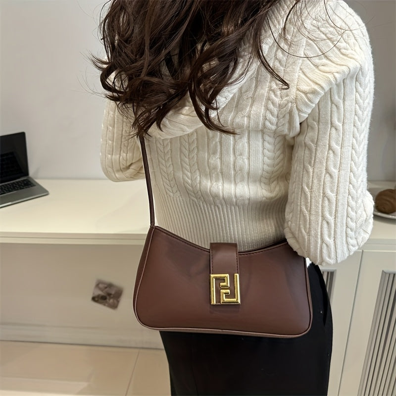 Ladies' Sling Bag with Adjustable Strap and Buckle Closure | Casual Solid Color Crossbody Handbag in Coffee Brown/Black, Easy-to-Care Durable Design for Dating, Shopping, Everyday Use