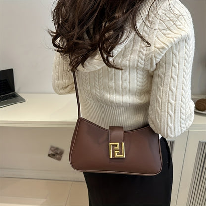 Ladies' Sling Bag with Adjustable Strap and Buckle Closure | Casual Solid Color Crossbody Handbag in Coffee Brown/Black, Easy-to-Care Durable Design for Dating, Shopping, Everyday Use
