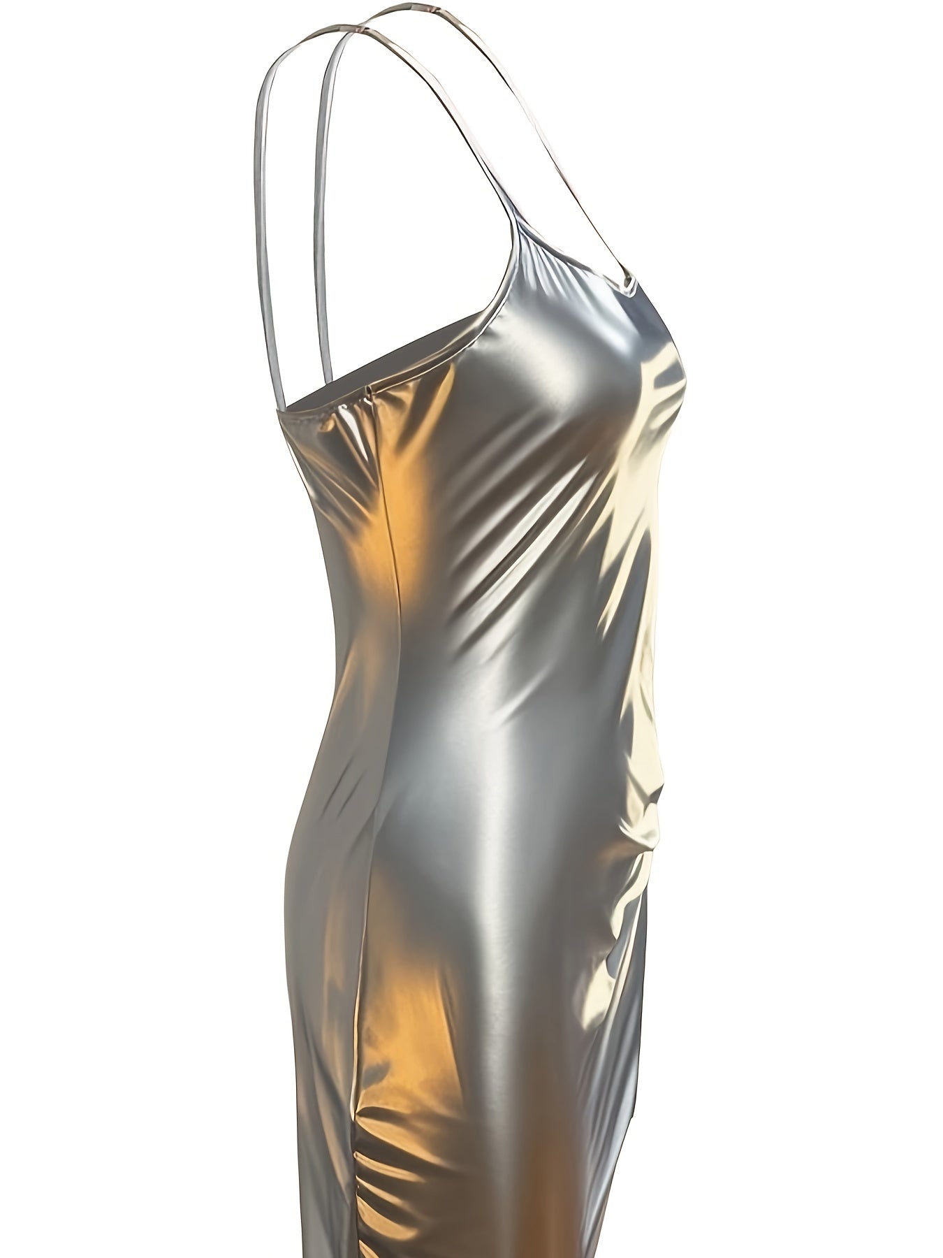 Women'S Sexy Bodycon Dress, Solid Color Knit Polyester 100%, Side Tie-up Detail, Collarless, Spring/Summer Fashion, 100g/m² Fabric Weight